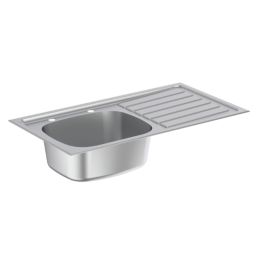 Armitage Shanks Stewart 1 Bowl RH Metallic Stainless Steel Inset Sink 925mm x 500mm
