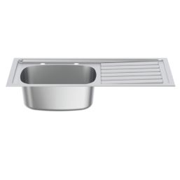 Armitage Shanks Stewart 1 Bowl RH Metallic Stainless Steel Inset Sink 925mm x 500mm