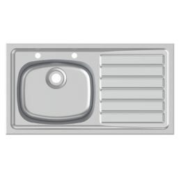 Armitage Shanks Stewart 1 Bowl RH Metallic Stainless Steel Inset Sink 925mm x 500mm