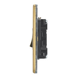 Contactum Lyric 10AX 1-Gang 1-Way Retractive Bell Switch Brushed Brass with Black Inserts