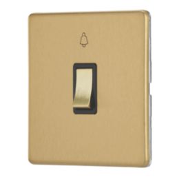 Contactum Lyric 10AX 1-Gang 1-Way Retractive Bell Switch Brushed Brass with Black Inserts