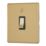 Contactum Lyric 10AX 1-Gang 1-Way Retractive Bell Switch Brushed Brass with Black Inserts