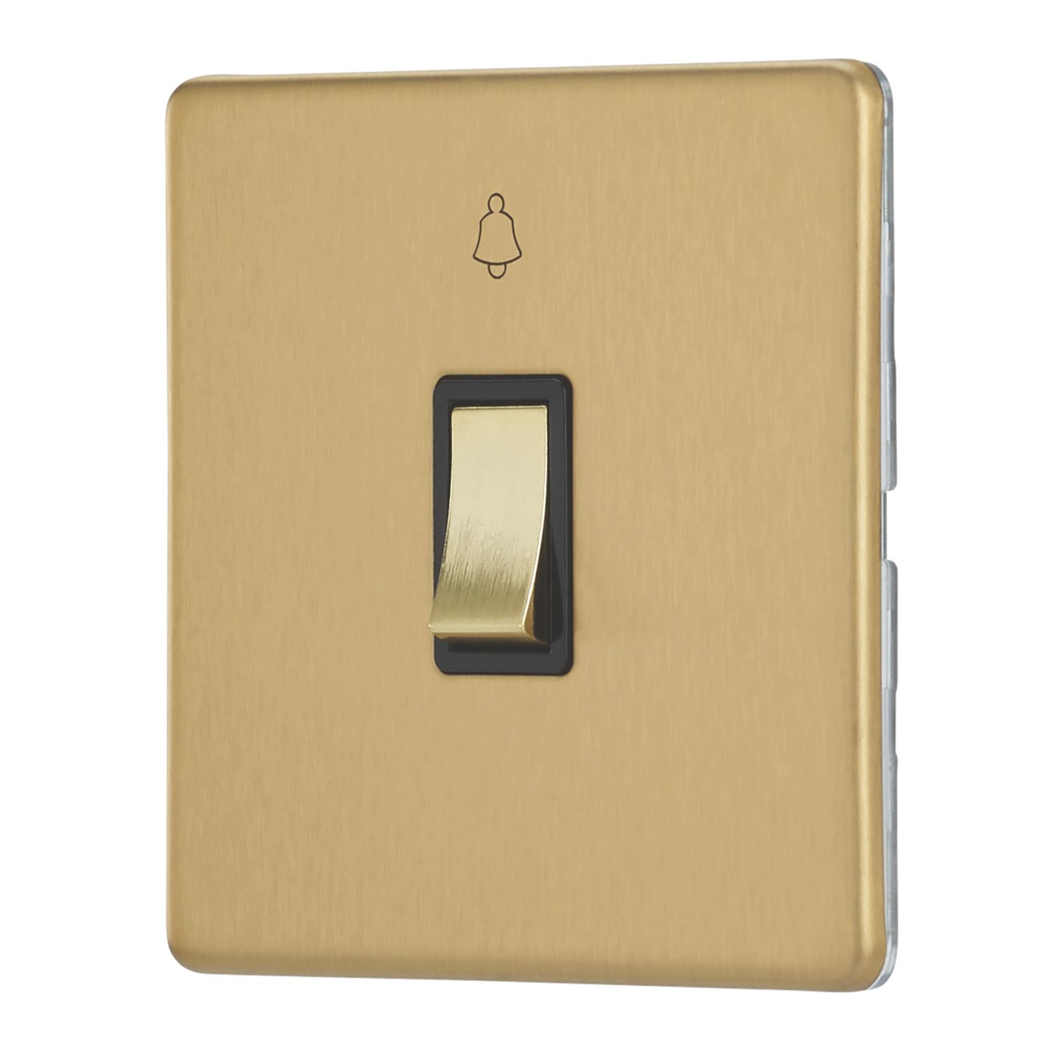 Contactum Lyric 10AX 1-Gang 1-Way Retractive Bell Switch Brushed Brass with Black Inserts (796RP)
