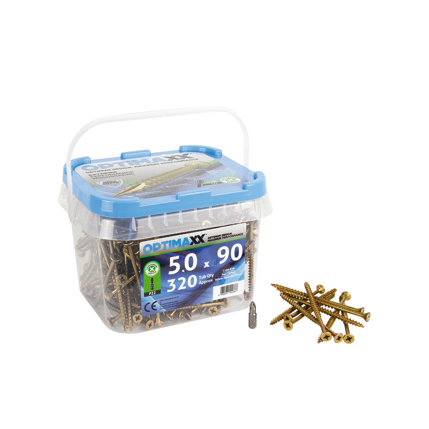 Optimaxx PZ Countersunk Wood Screws 5mm x 90mm 320 Pack (796TY)