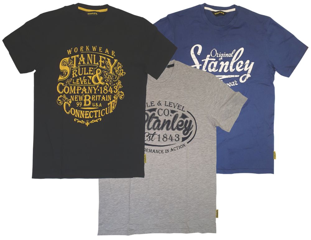 Stanley Benton Short Sleeve T-Shirts 1 x Black, 1 x Blue & 1 x Grey X ...