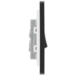 British General Evolve 20A 16AX 1-Gang Intermediate Light Switch Satin Brass with Black Inserts