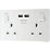 British General Evolve 13A 2-Gang SP Switched Socket + 3.1A 2-Outlet Type A USB Charger Pearlescent White with White Inserts