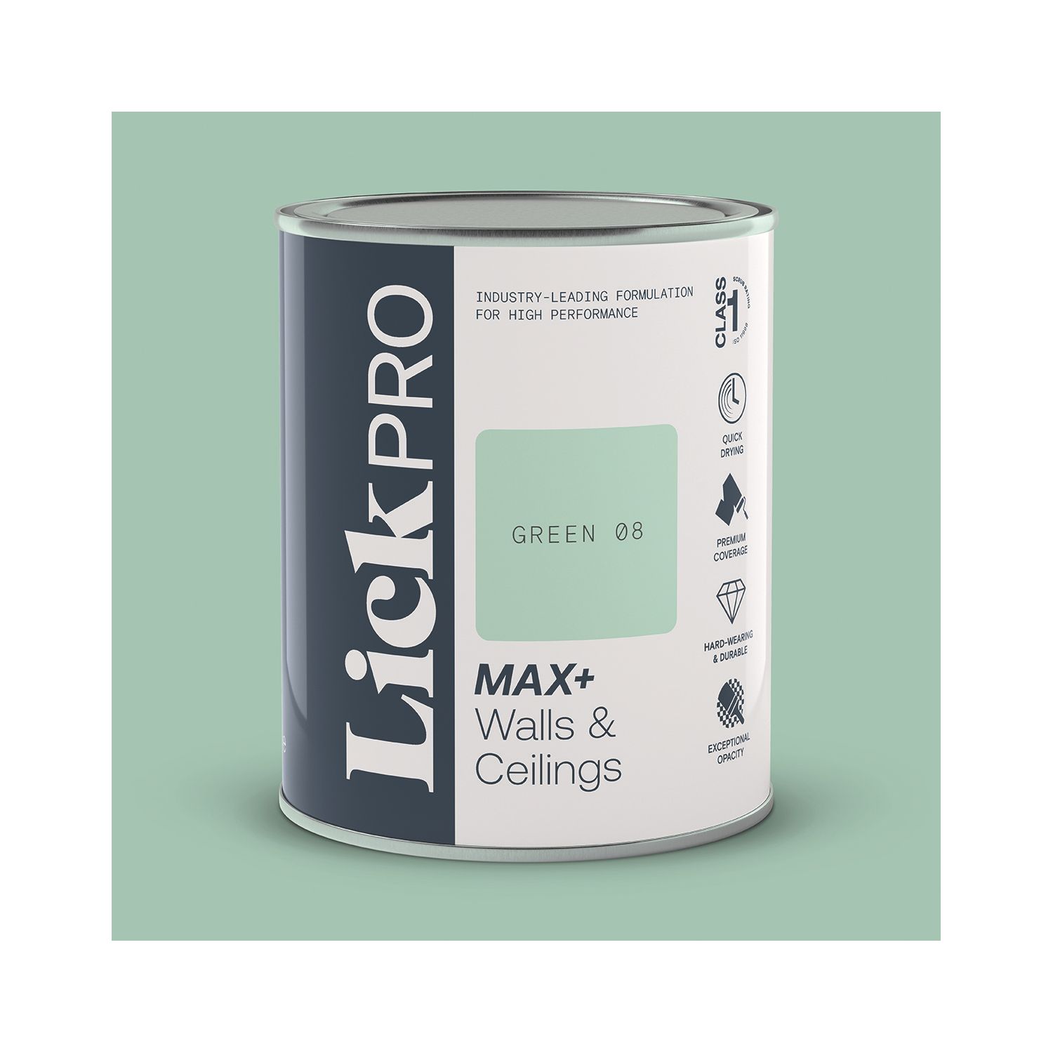 LickPro Max+ 1Ltr Green 08 Matt Emulsion Paint (797TM)