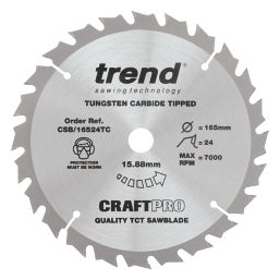 Trend CraftPo CSB/16524TC Wood Thin Kerf Circular Saw Blade 165mm x 15.88mm 24T