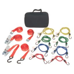 Smith & Locke Bungee & Rachet Tie-Down Set with S-Hooks 12 Pieces