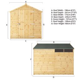 Mercia Security 6' x 7' 6" (Nominal) Apex Shiplap T&G Timber Shed