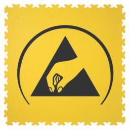 Ecotile ESD X-Joint Logo Interlocking Floor Tile Black / Yellow 5mm