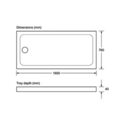Mira Flight Safe Rectangular Shower Tray White 1600mm x 760mm x 40mm