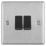 LAP  10AX 2-Gang 2-Way Light Switch  Brushed Stainless Steel with Black Inserts