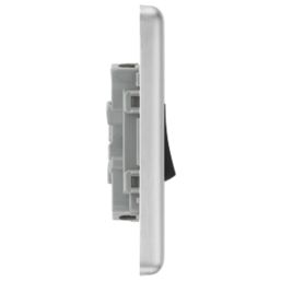 LAP  10AX 2-Gang 2-Way Light Switch  Brushed Stainless Steel with Black Inserts