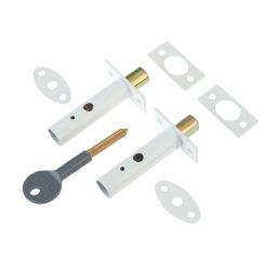 Yale  Steel Door Security Bolts 61mm White 2 Pack