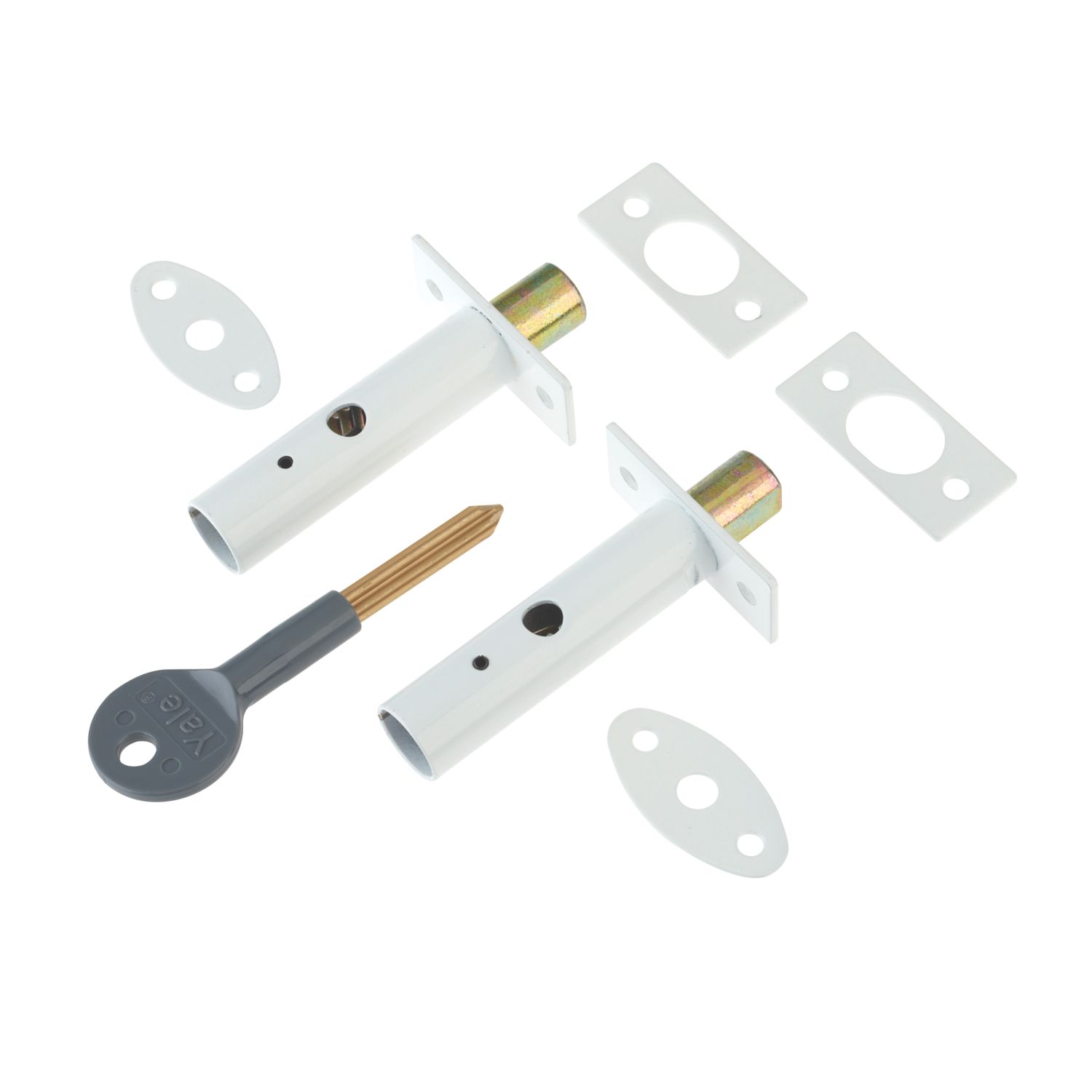 Yale Steel Door Security Bolts 61mm White 2 Pack (79858)