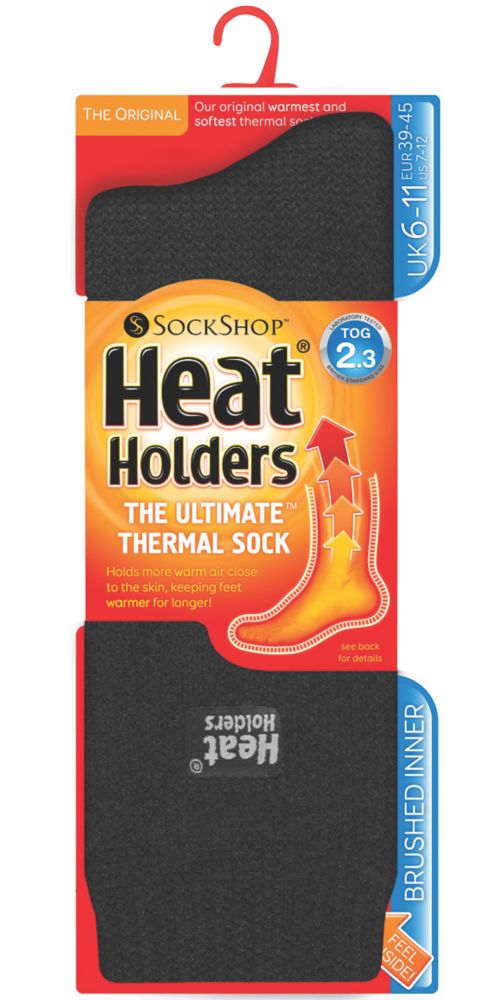 SockShop Heat Holders Thermal Socks Black Size 6-11 - Screwfix
