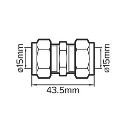 Flomasta  Brass Compression Equal Coupler 15mm