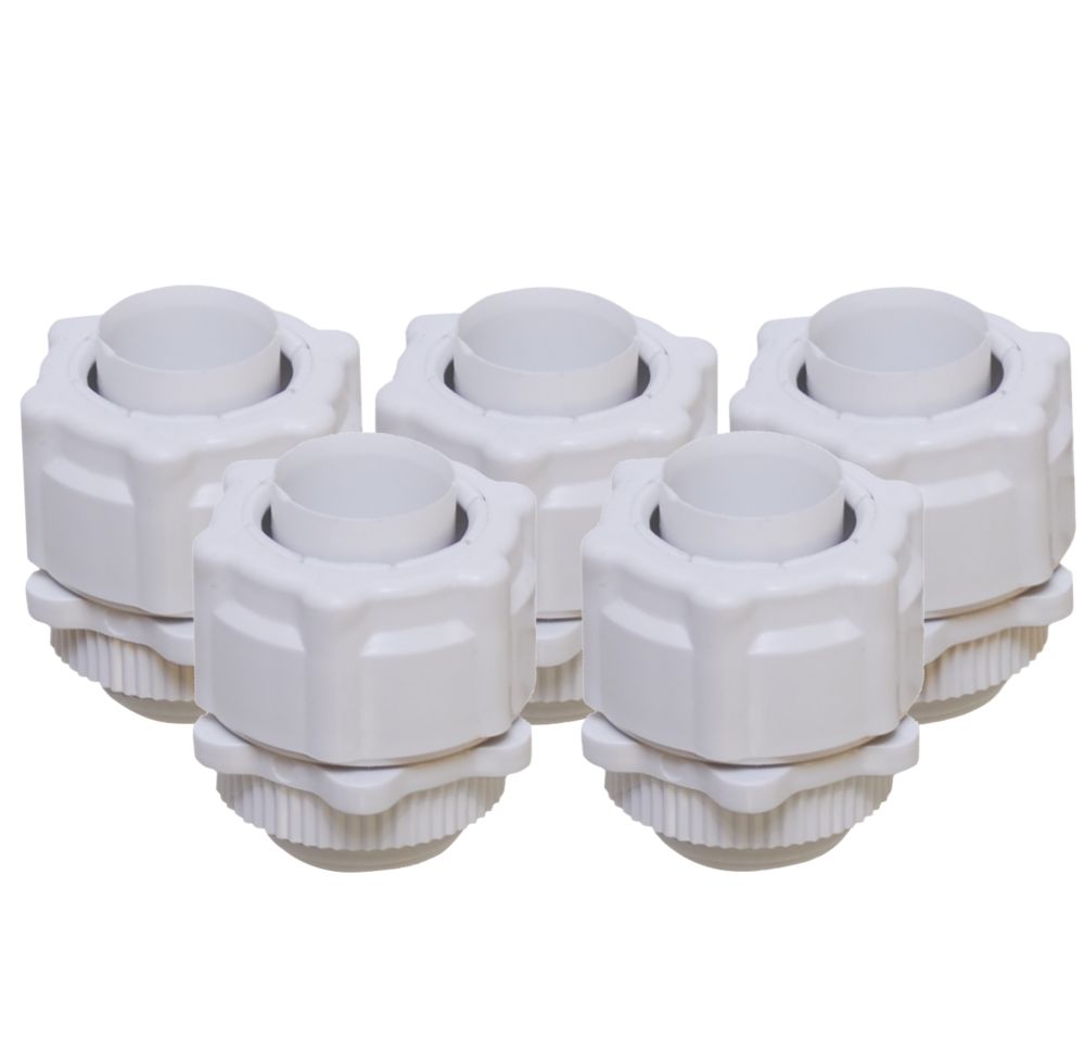 Tower Male Corrugated Conduit Adaptors 20mm White 5 Pack
