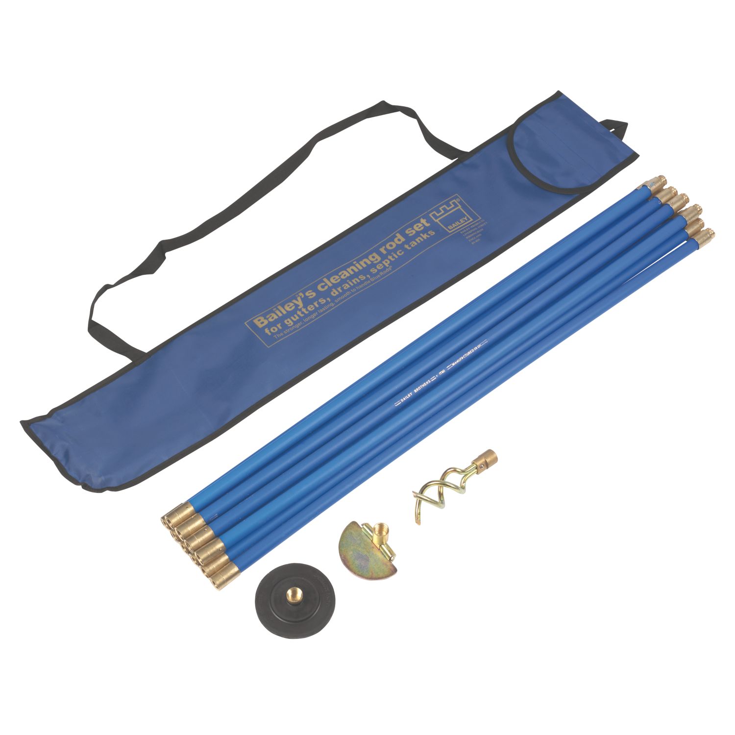Bailey 19mm Blue Brass Jointed Drain Rod Set 9.14m (79897)