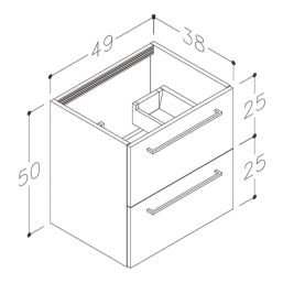 Ohio 2-Drawer Bathroom Vanity Unit with Ceramic Basin Effect Oak 510mm x 390mm x 518mm