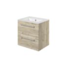 Ohio 2-Drawer Bathroom Vanity Unit with Ceramic Basin Effect Oak 510mm x 390mm x 518mm