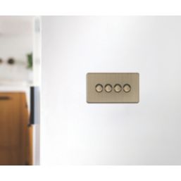 Knightsbridge Screwless 4-Gang 2-Way LED Dimmer Switch  Antique Brass