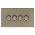 Knightsbridge Screwless 4-Gang 2-Way LED Dimmer Switch  Antique Brass