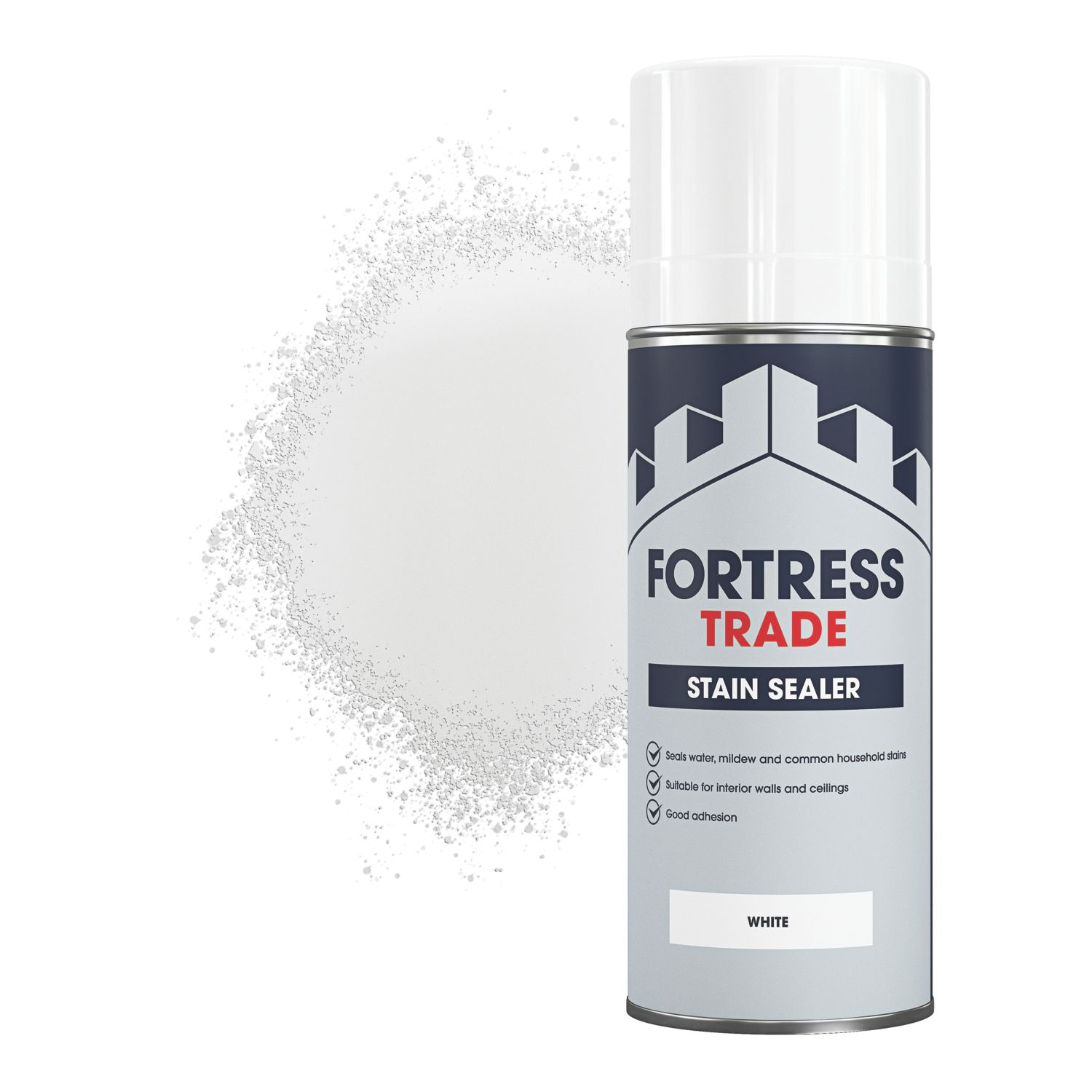 Fortress Trade 400ml White Matt Stain Block Spray Paint (798JM)