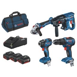 Bosch 0615990M2B 18V 3 x 4.0Ah Li-Ion Coolpack Brushless Cordless 4 Piece Kit