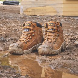 Site Fortress Size 8 Tan Waterproof Steel Toe Cap Safety Boots Screwfix