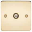 Knightsbridge  1-Gang F-Type Satellite Socket Polished Brass