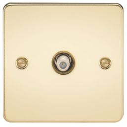 Knightsbridge  1-Gang F-Type Satellite Socket Polished Brass