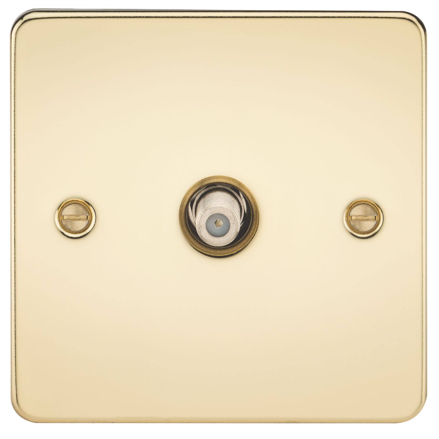 Knightsbridge 1-Gang F-Type Satellite Socket Polished Brass (798TY)