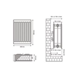 Flomasta 600mm x 500mm 2916BTU White Type 22 Convector Radiator