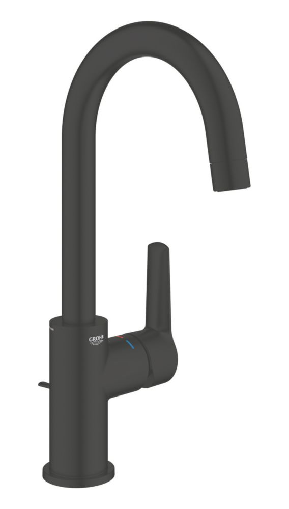 Grohe Start Matt Black 311mm Tall Lever Mono Basin Mixer Tap With Pop ...