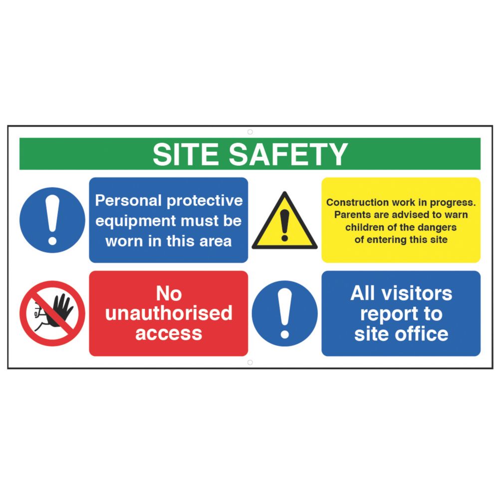"Site Safety All Visitors" Sign 610mm x 1220mm