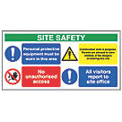 "Site Safety All Visitors" Sign 610mm x 1220mm