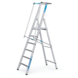 Zarges Aluminium 2.6m 6 Step Platform Step Ladder With Handrail