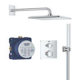 Refurb Grohe Precision 310 Square HP Rear-Fed Concealed Chrome Thermostatic Square Shower System