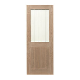 1-Clear Light Unfinished Oak Wooden 1-Panel Cottage Internal Door 1981mm x 838mm