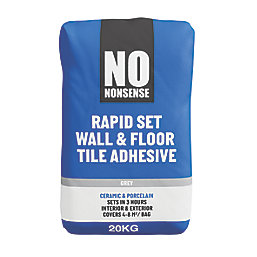 No Nonsense  Wall & Floor Rapid Set Tile Adhesive Grey 20kg