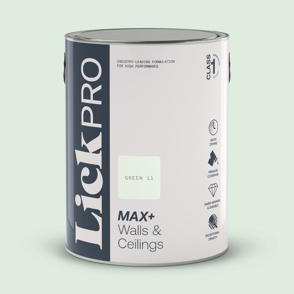 LickPro Max+ 5Ltr Green 11 Matt Emulsion Paint Screwfix