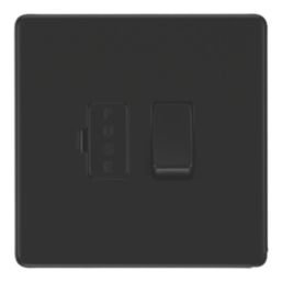 LAP  13A Switched Fused Spur  Matt Black with Colour-Matched Inserts