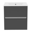 Newland  Double Drawer Wall-Mounted Vanity Unit with Basin Matt Midnight Mist 500mm x 450mm x 540mm