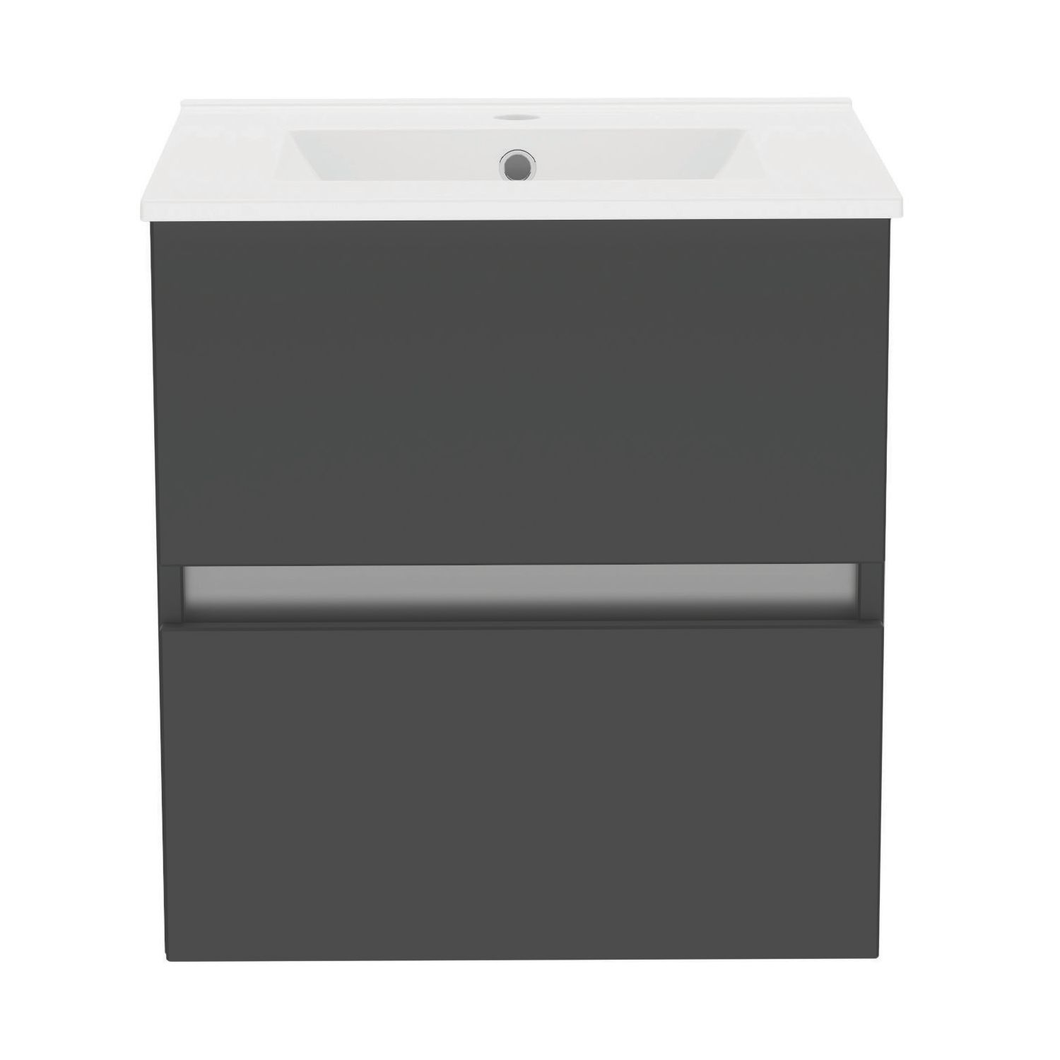 Newland Double Drawer Wall-Mounted Vanity Unit with Basin Matt Midnight Mist 500mm x 450mm x 540mm (799RN)