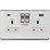 Knightsbridge  13A 2-Gang DP Switched Socket + 4.0A 18W 2-Outlet Type A & C USB Charger Brushed Chrome with White Inserts