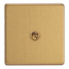 Varilight  10A 1-Gang 2-Way Light Switch  Brushed Brass with Colour-Matched Inserts