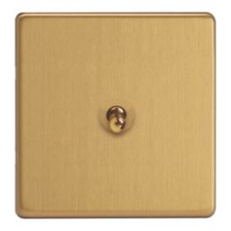 Varilight  10A 1-Gang 2-Way Light Switch  Brushed Brass with Colour-Matched Inserts